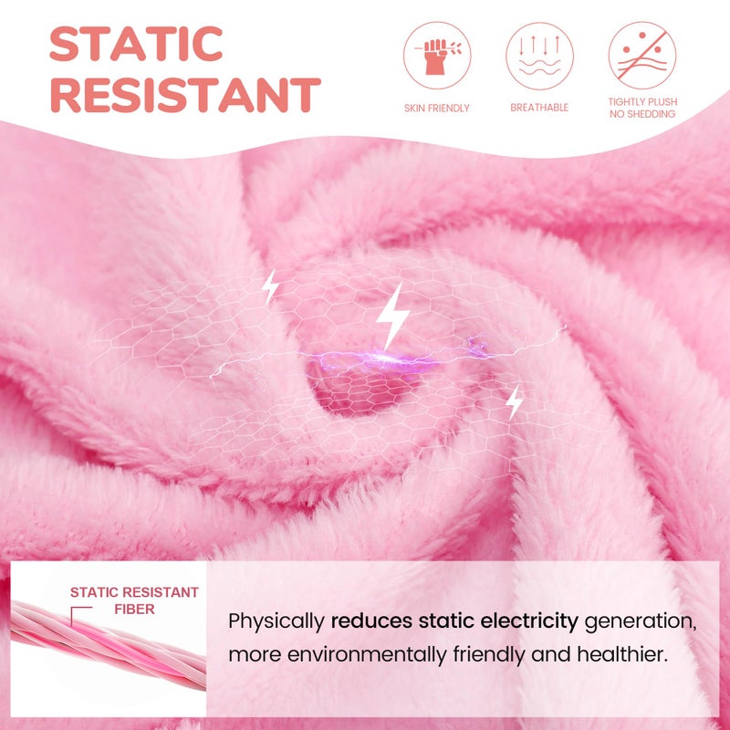 V.&GRIN Girls Fleece Robe, Plush Hooded Soft Fuzzy Warm Fluffy Bathrobe for Kids 5-14 Yearsï¼ˆPink5-6 - Image 4